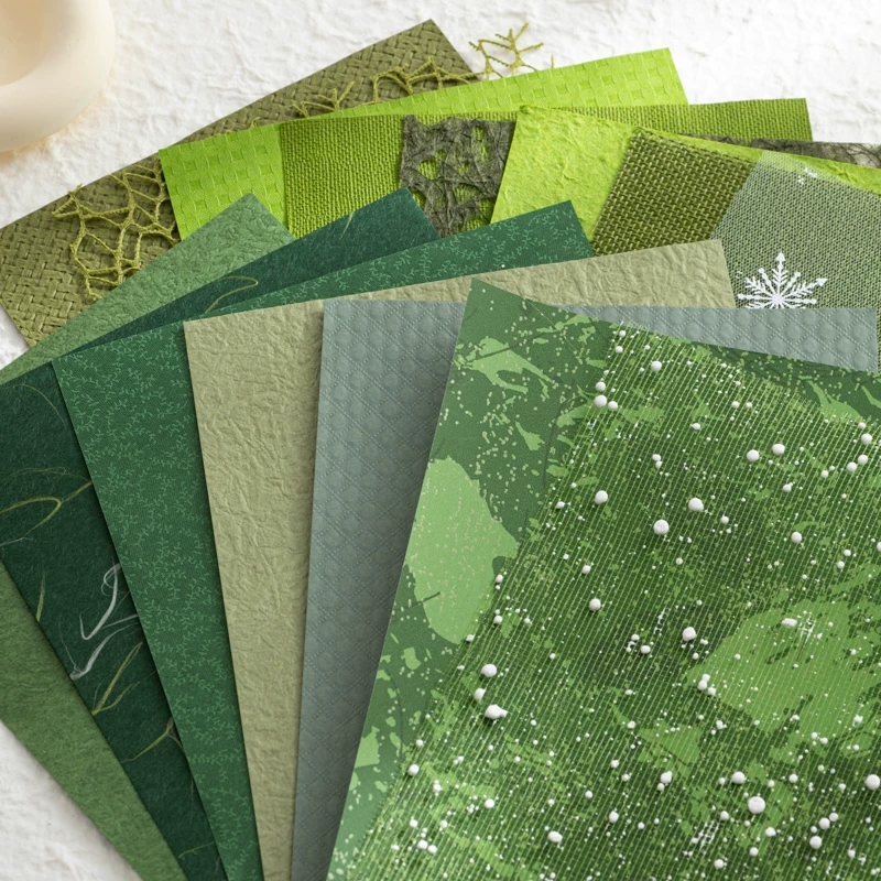 Forest Green 15PCS mixed mesh and specialty paper assortment