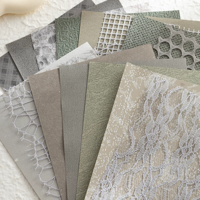 Stone Gray 15PCS mixed mesh and specialty paper assortment