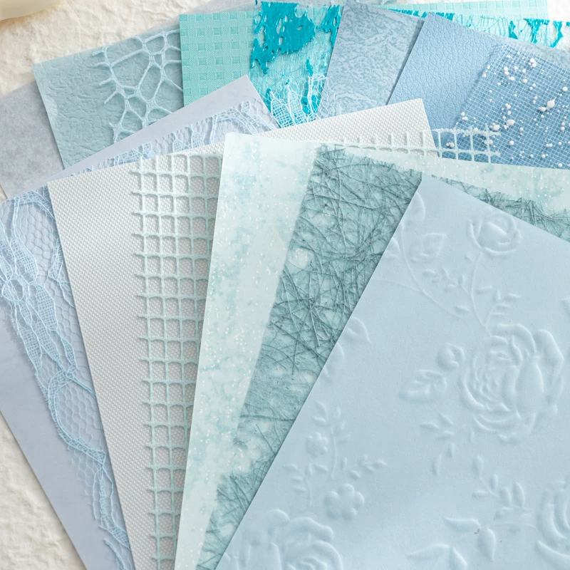 Light Blue 15PCS mixed mesh and specialty paper assortment