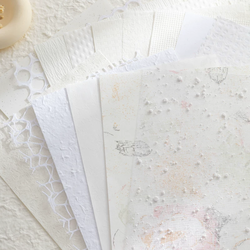 White 15PCS mixed mesh and specialty paper assortment
