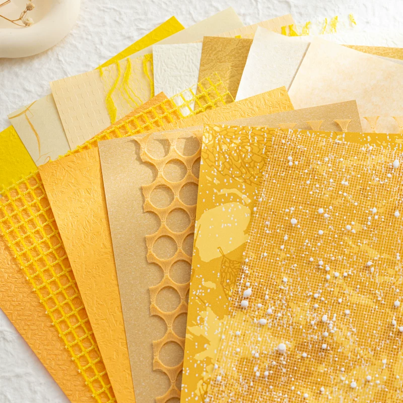 Golden Yellow 15PCS mixed mesh and specialty paper assortment