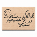 Old Signature wooden rubber stamp on pure white background