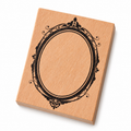 Ornate Oval Frame Wooden Stamp on a white background