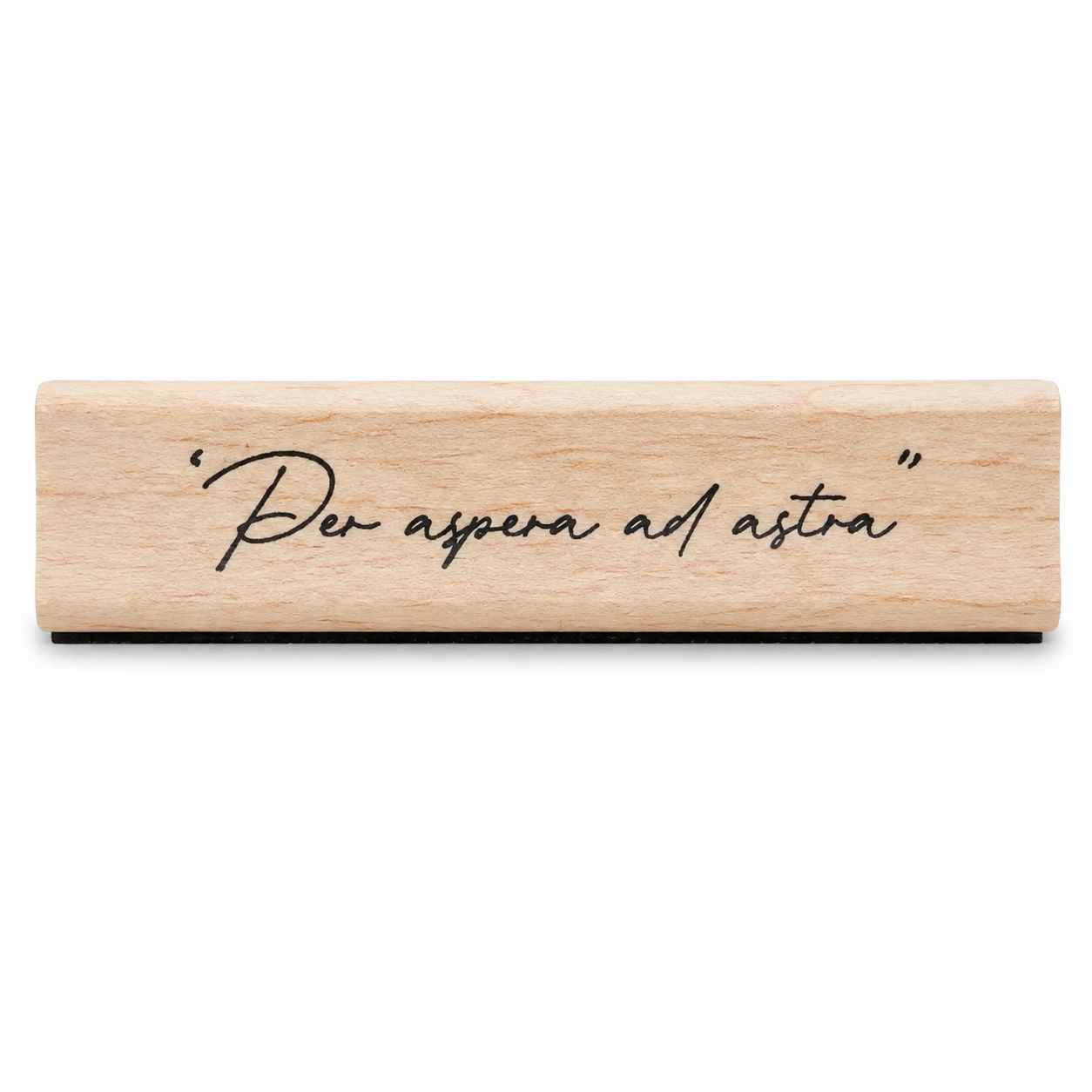 Per Aspera Ad Astra wooden rubber stamp on pure white background