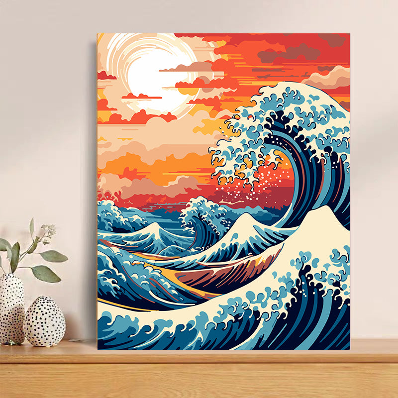 Paint By Number Sunset and Huge Waves