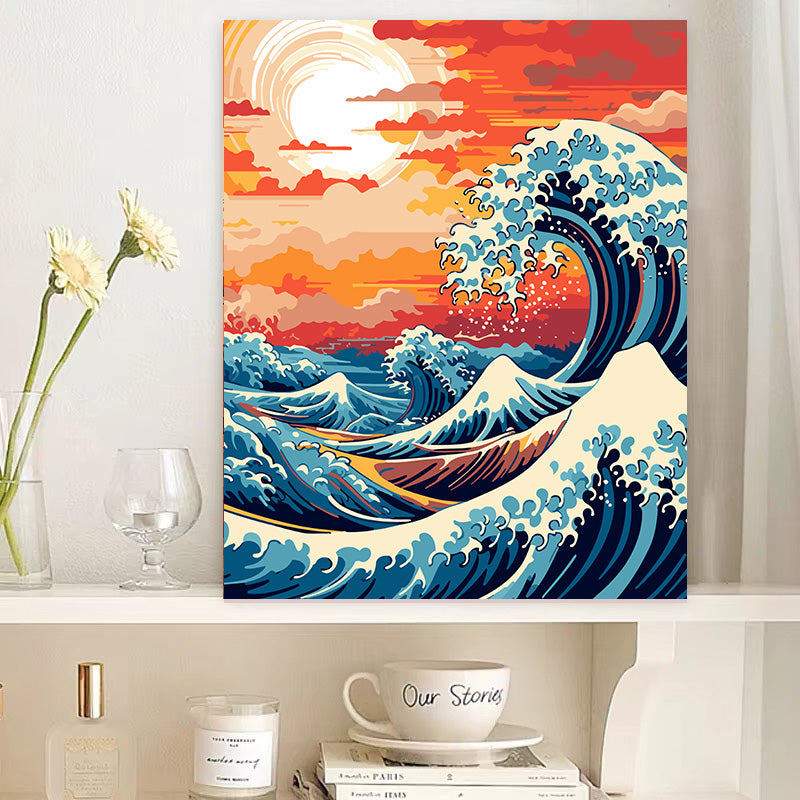 Paint By Number Sunset and Huge Waves