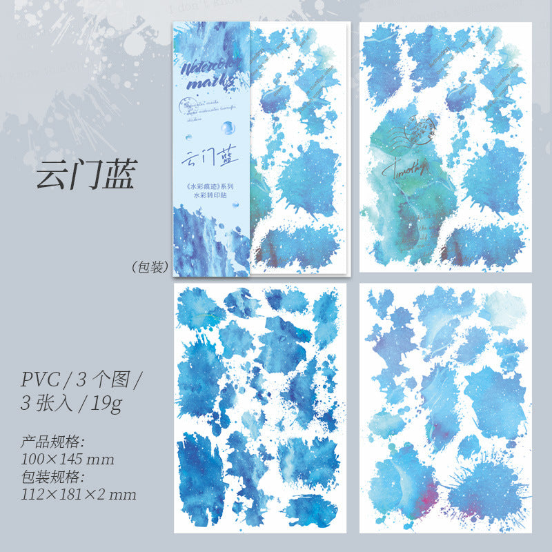 3 Pcs Watercolor Transfer Stickers SCHJ