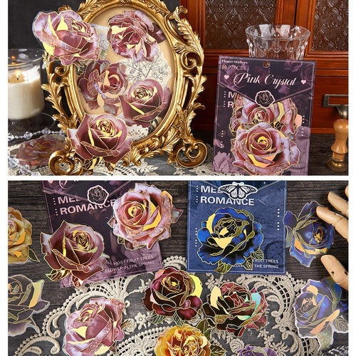 10 Pcs Dark Flower PET Stickers GTTJ