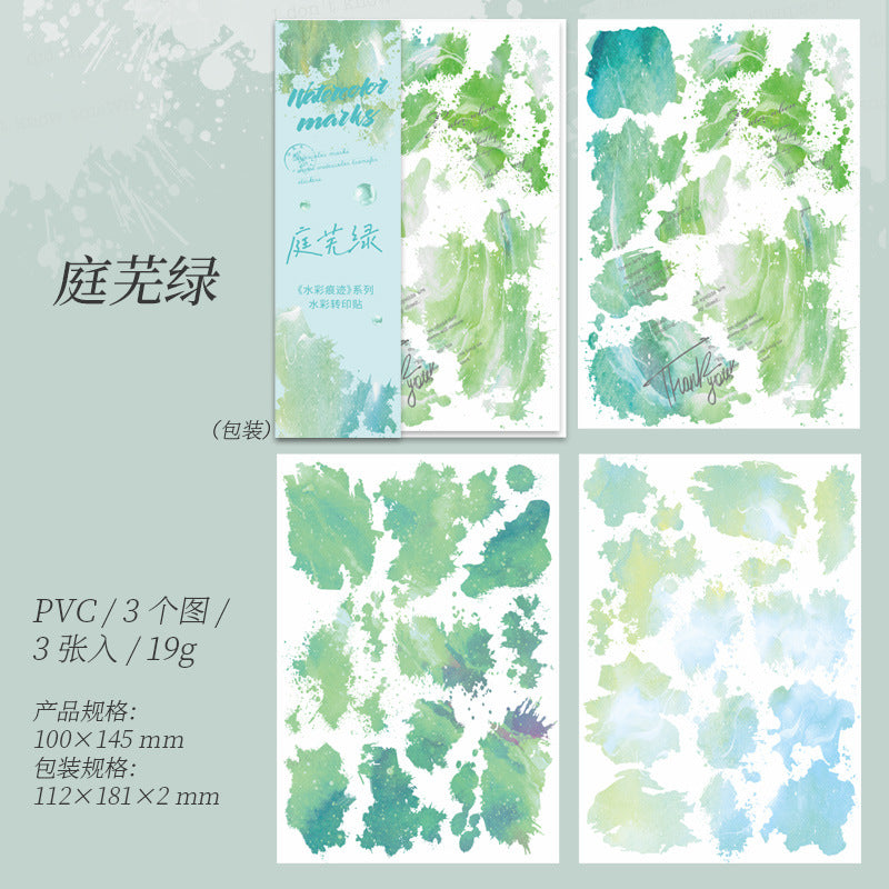 3 Pcs Watercolor Transfer Stickers SCHJ