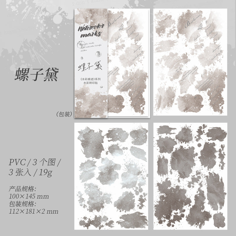 3 Pcs Watercolor Transfer Stickers SCHJ