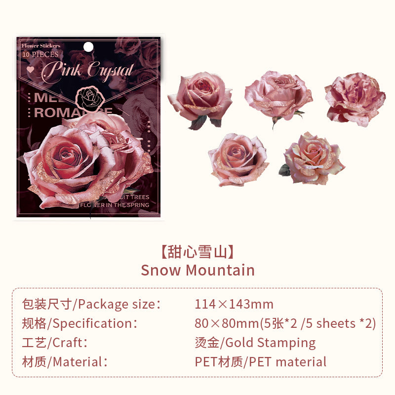 10 Pcs Dark Flower PET Stickers GTTJ