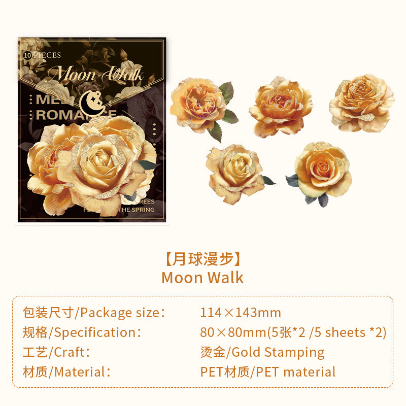 10 Pcs Dark Flower PET Stickers GTTJ
