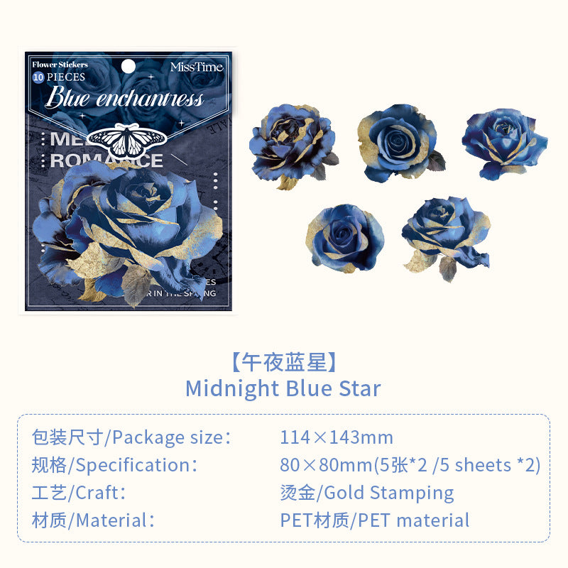 10 Pcs Dark Flower PET Stickers GTTJ