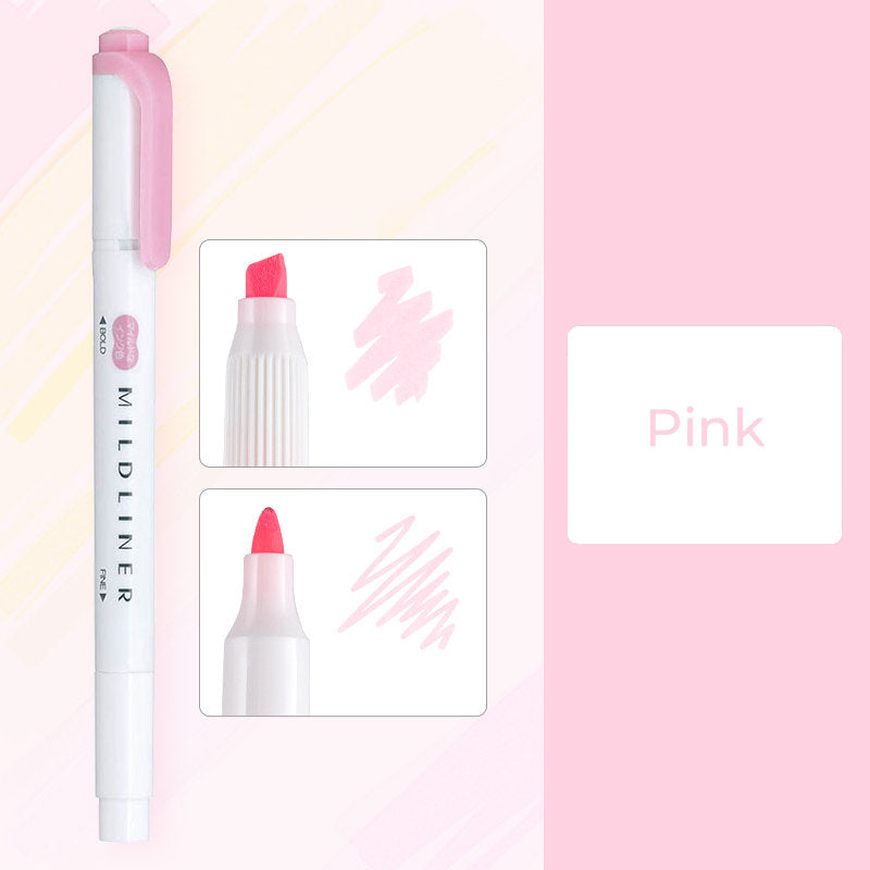 Zebra Mildliner WKT7 Double-Sided Highlighter - Mild Pink