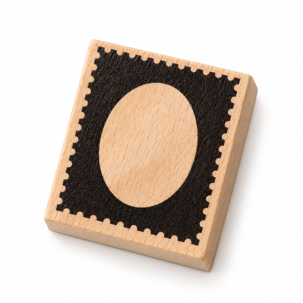 Postage Oval Frame Wooden Stamp on a white background