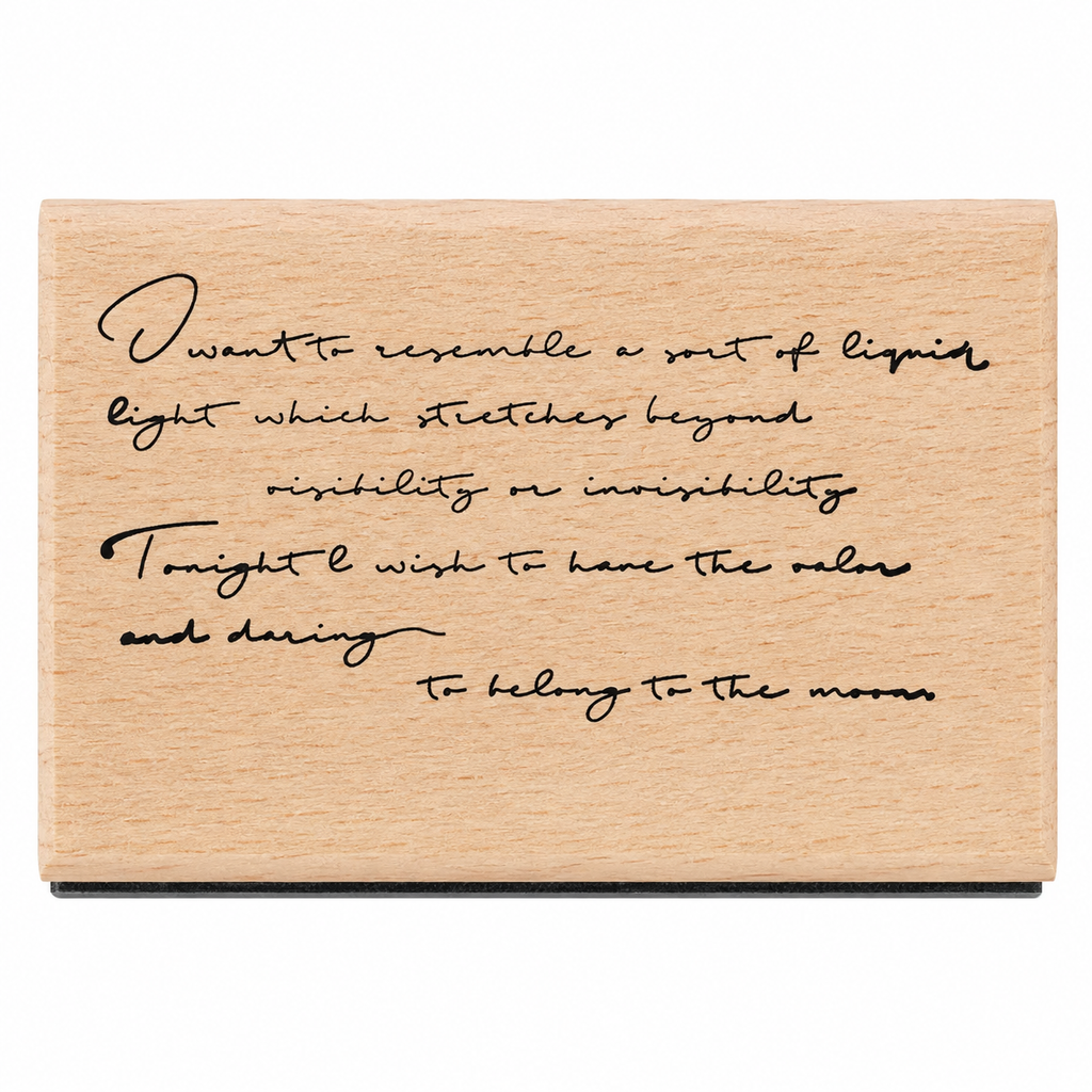 Return to the Moon wooden rubber stamp on pure white background