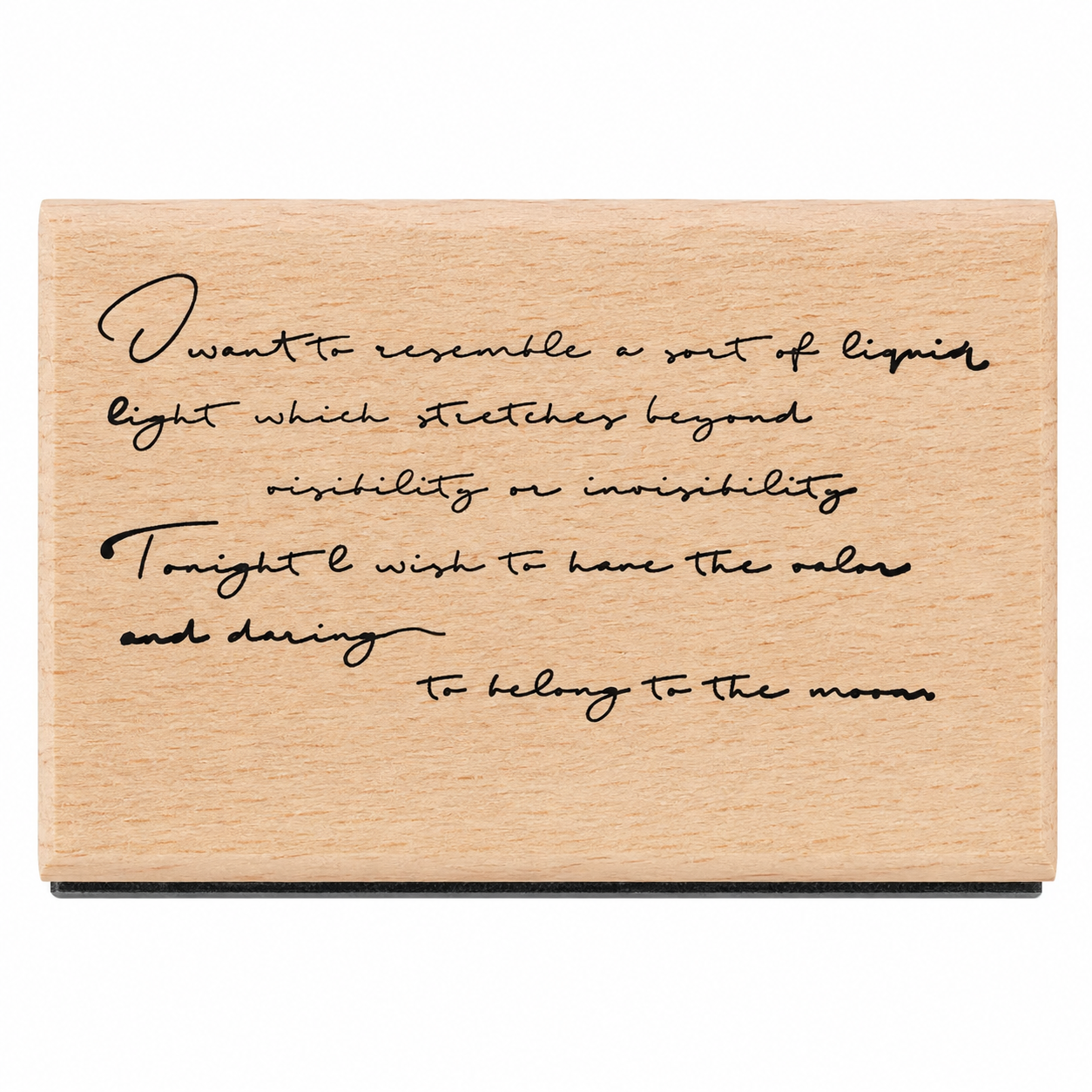 Return to the Moon wooden rubber stamp on pure white background
