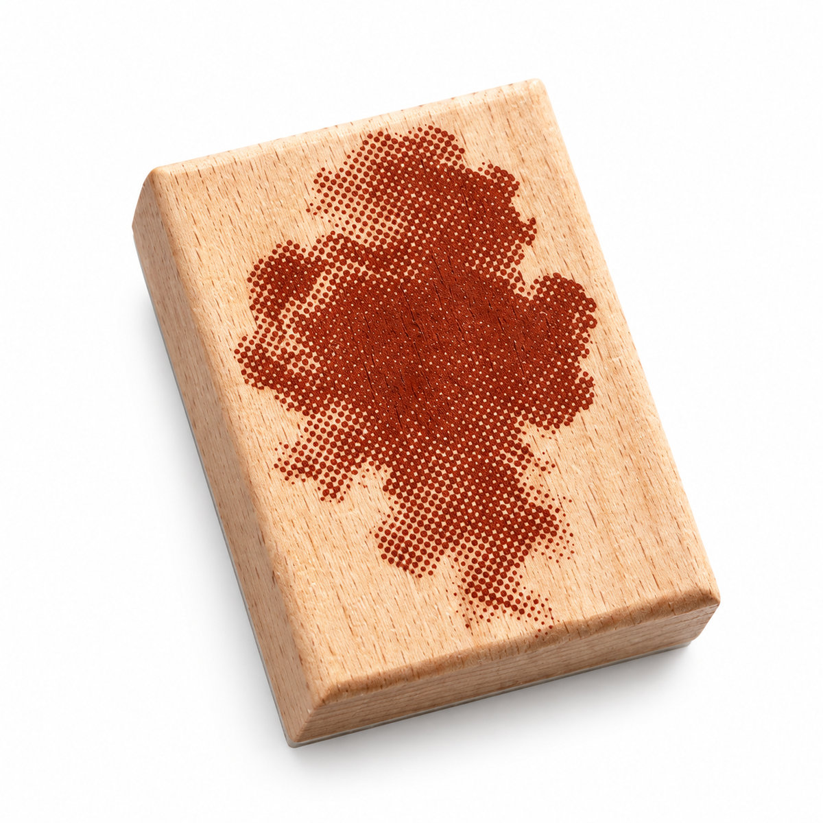 Rising Cloud Wooden Stamp showing a tall billowing cloud silhouette rendered with halftone dots on a white background