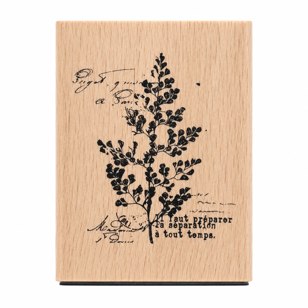 Sketch Leaf wooden rubber stamp on pure white background