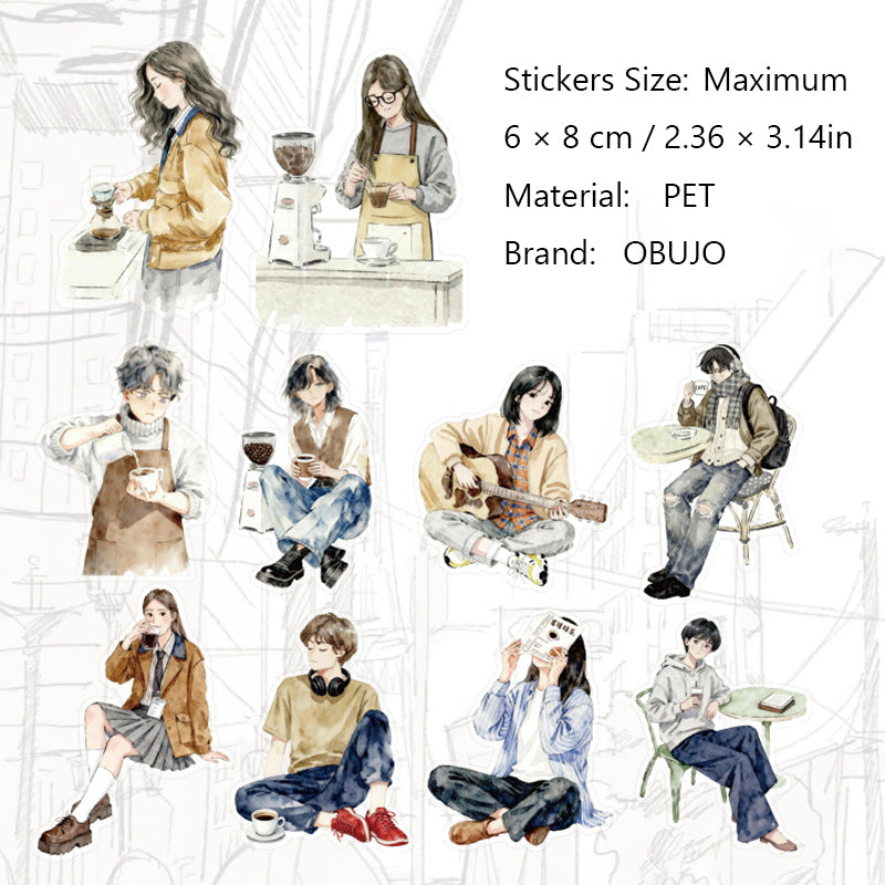 20 Pcs Street Girl Boy PET Stickers JJXR