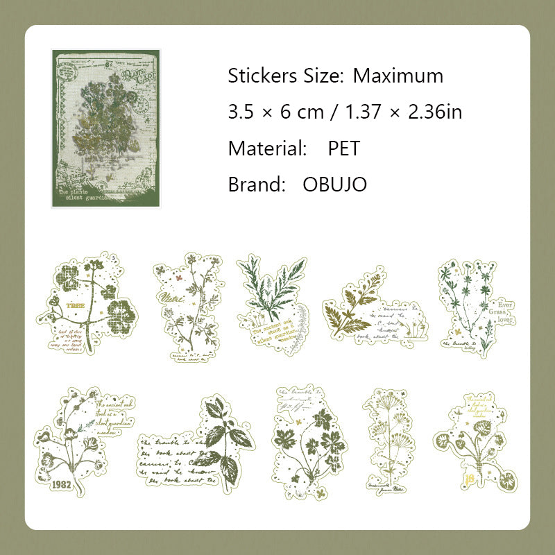 20 Pcs Botanical Flower Collage PET Stickers FGHC