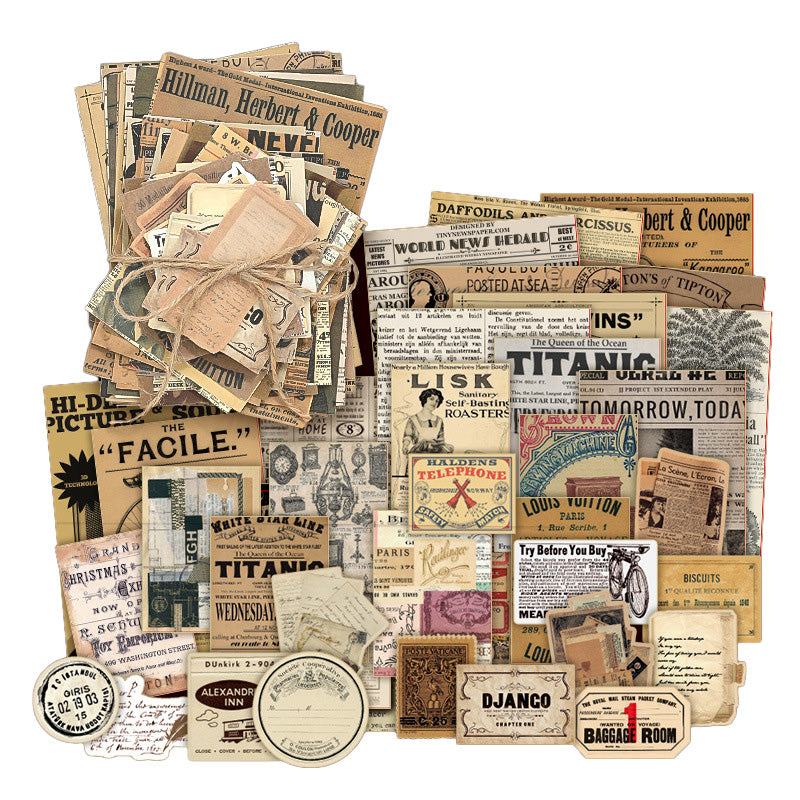 100 Pcs Retro Newspaper Journal Paper VMP10
