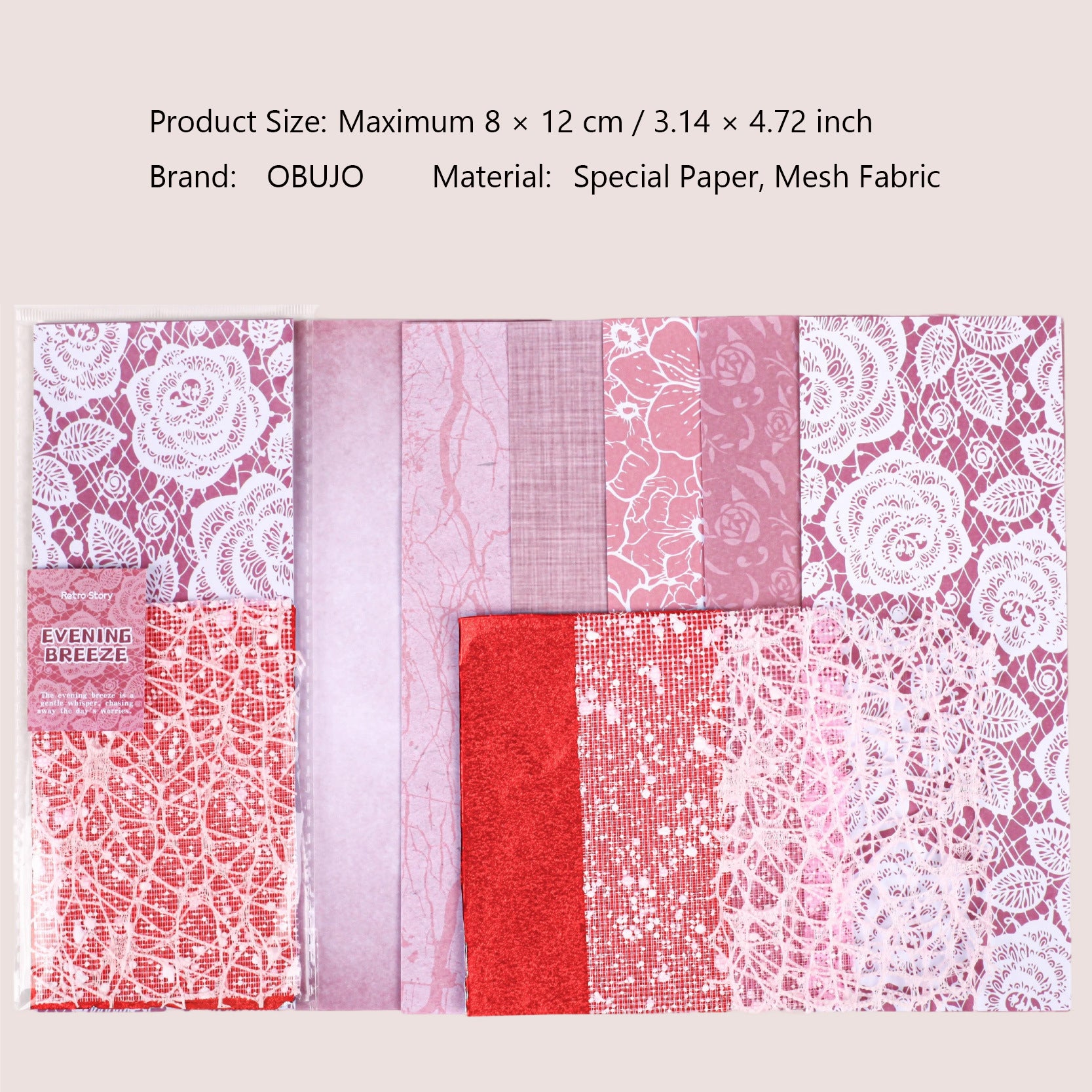 18 Sheets Textured Journal Paper and Mesh Fabric WFXL