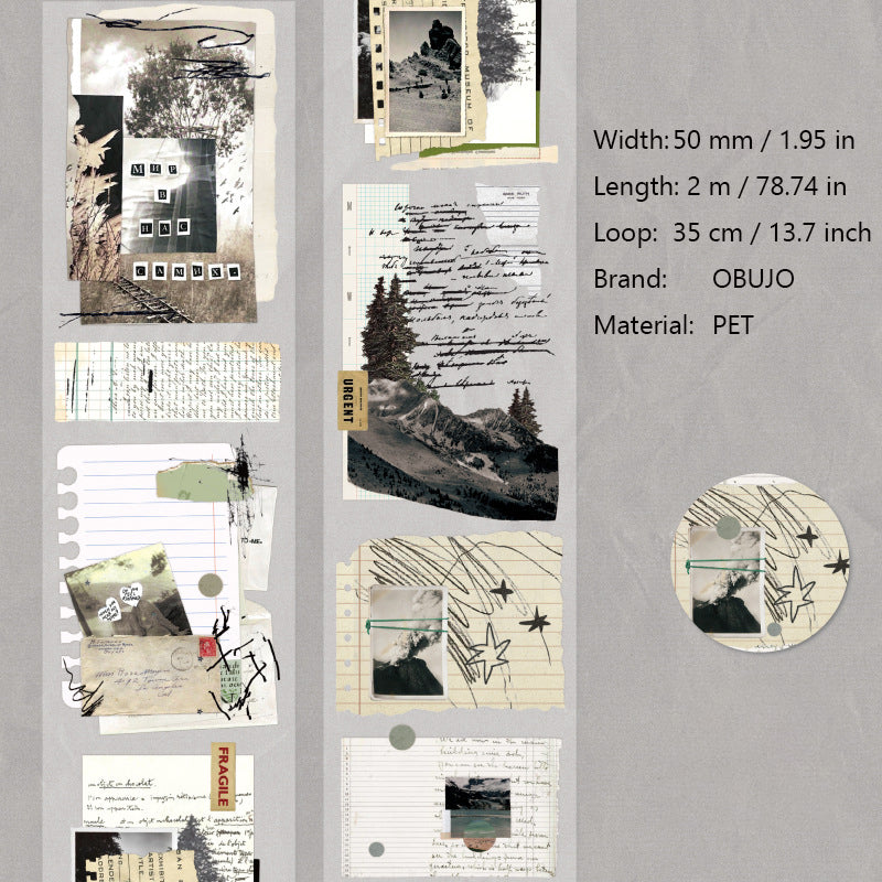 1 Roll Vintage Collage PET Stickers Tape ZYSKY