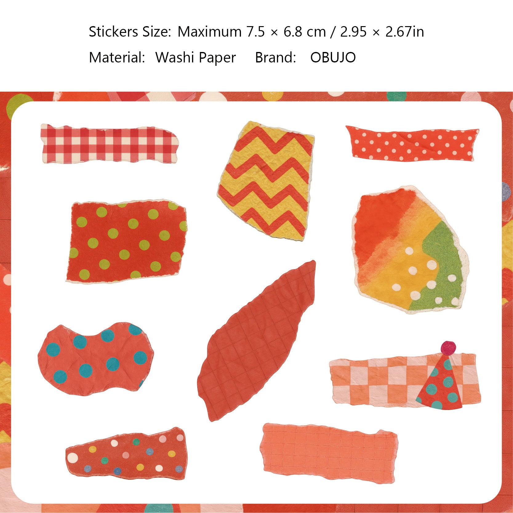 20 Pcs Torned Gird Dot Washi Stickers JIDA