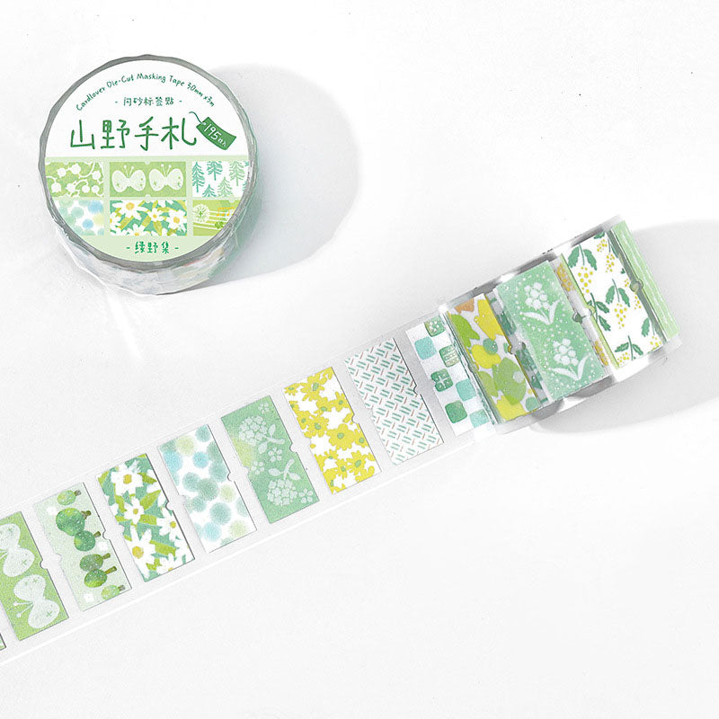 Chrono Ticket Floral Patchwork Die-Cut Tape - Green