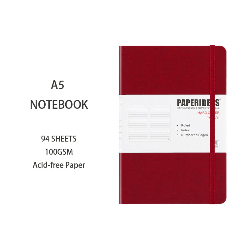 A5 Hardcover Solid Color Notebook, 94 Sheets