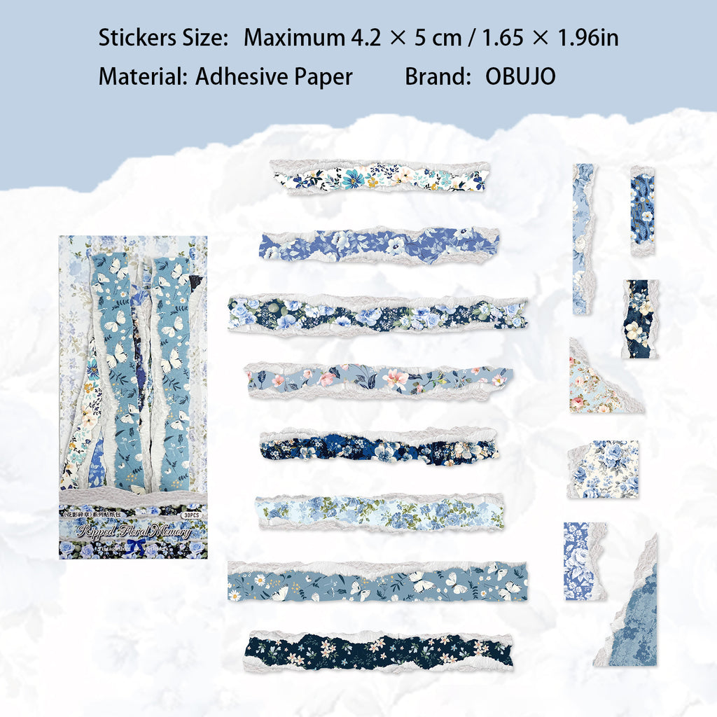30 Pcs Vintage Floral PET Stickers HYSZ