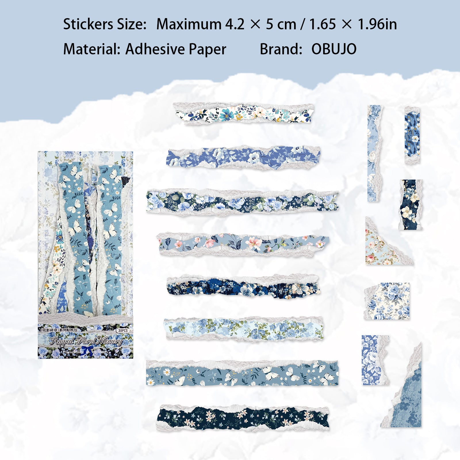 30 Pcs Vintage Floral PET Stickers HYSZ