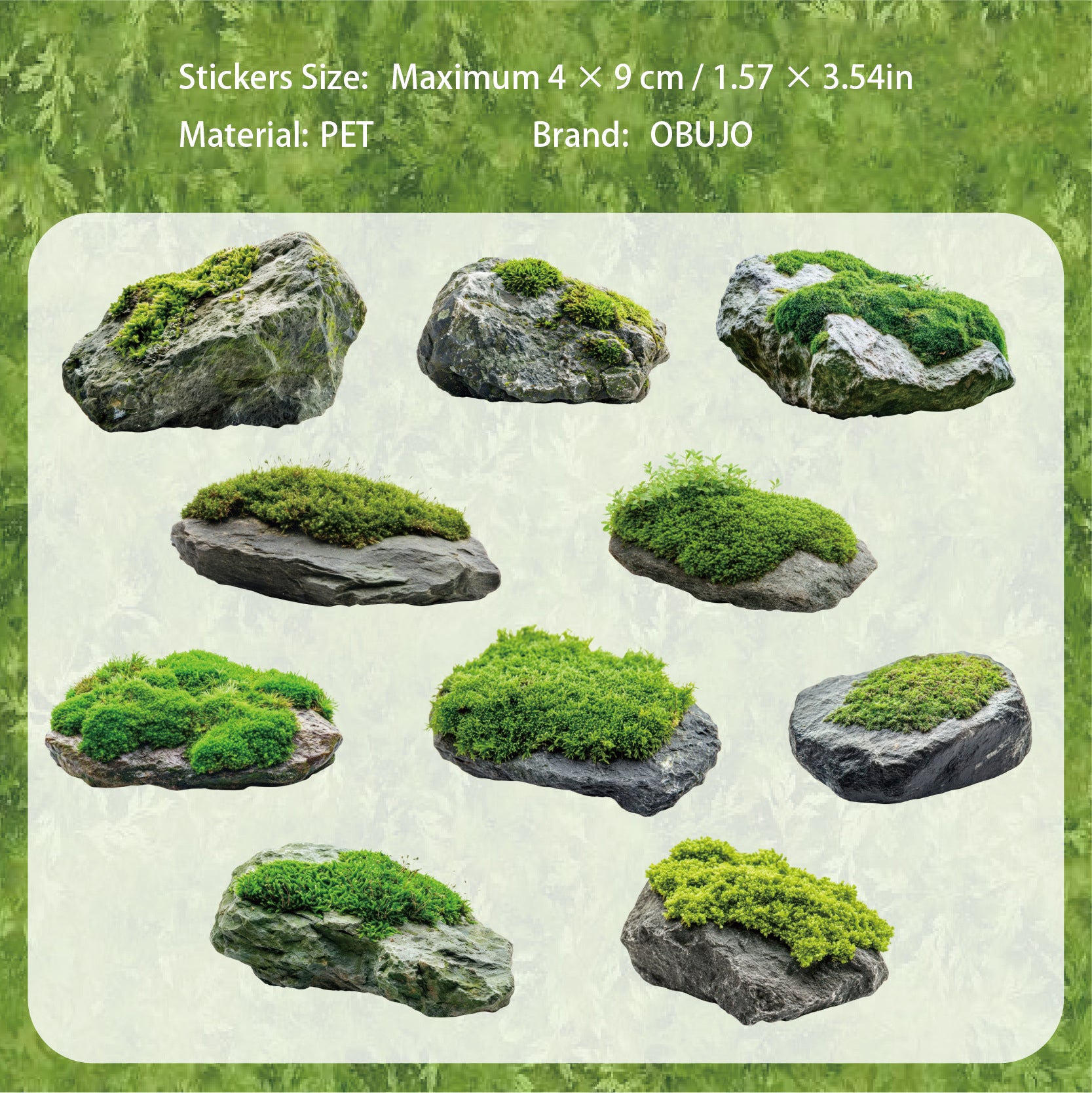 20 Pcs Moss Wooden PET Stickers TXXL