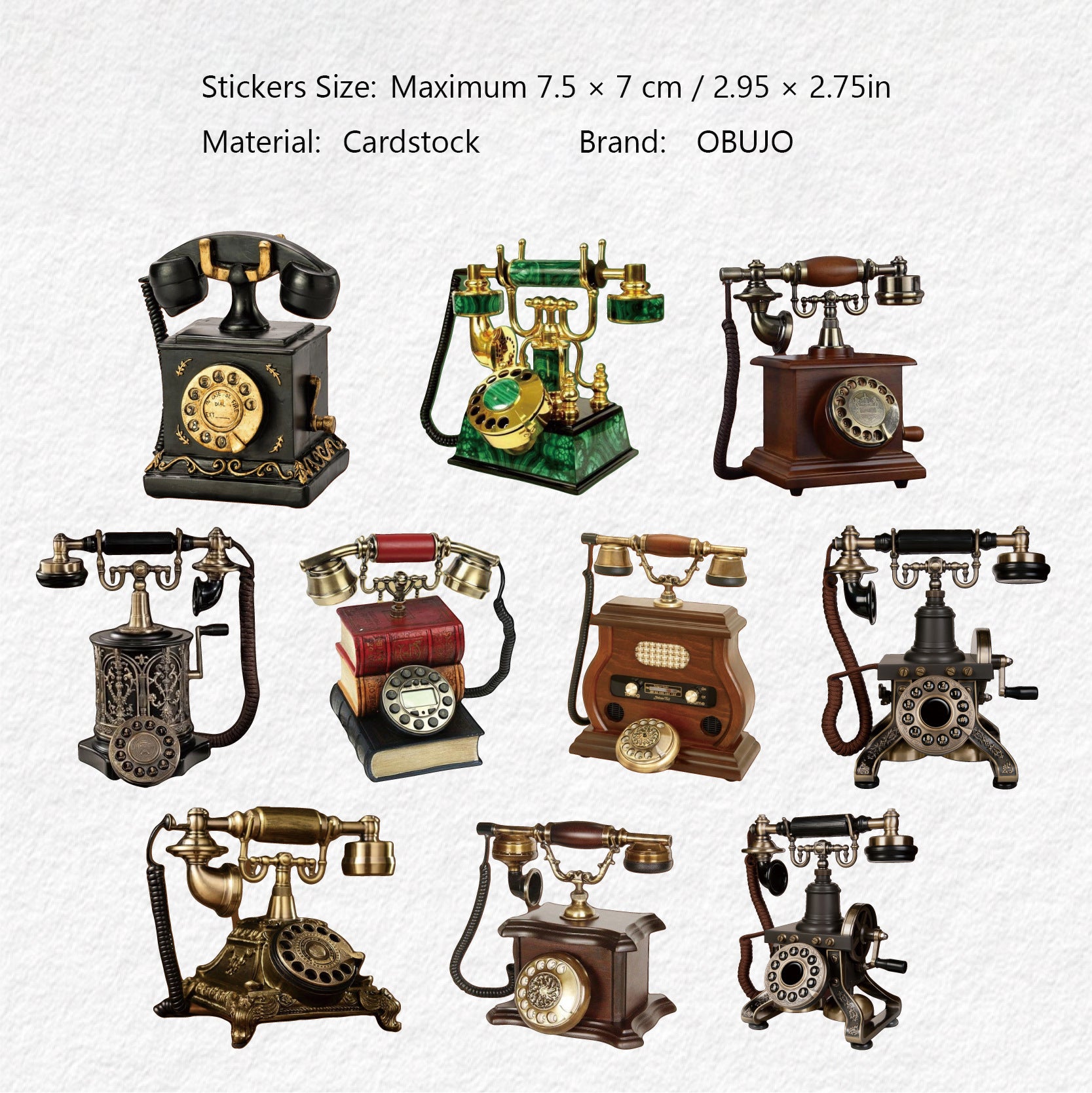 10 Pcs Vintage Antiques Cardstock Stickers LSXL