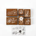 6 Pcs Vintage Forest Botanical Wooden Stamp Set