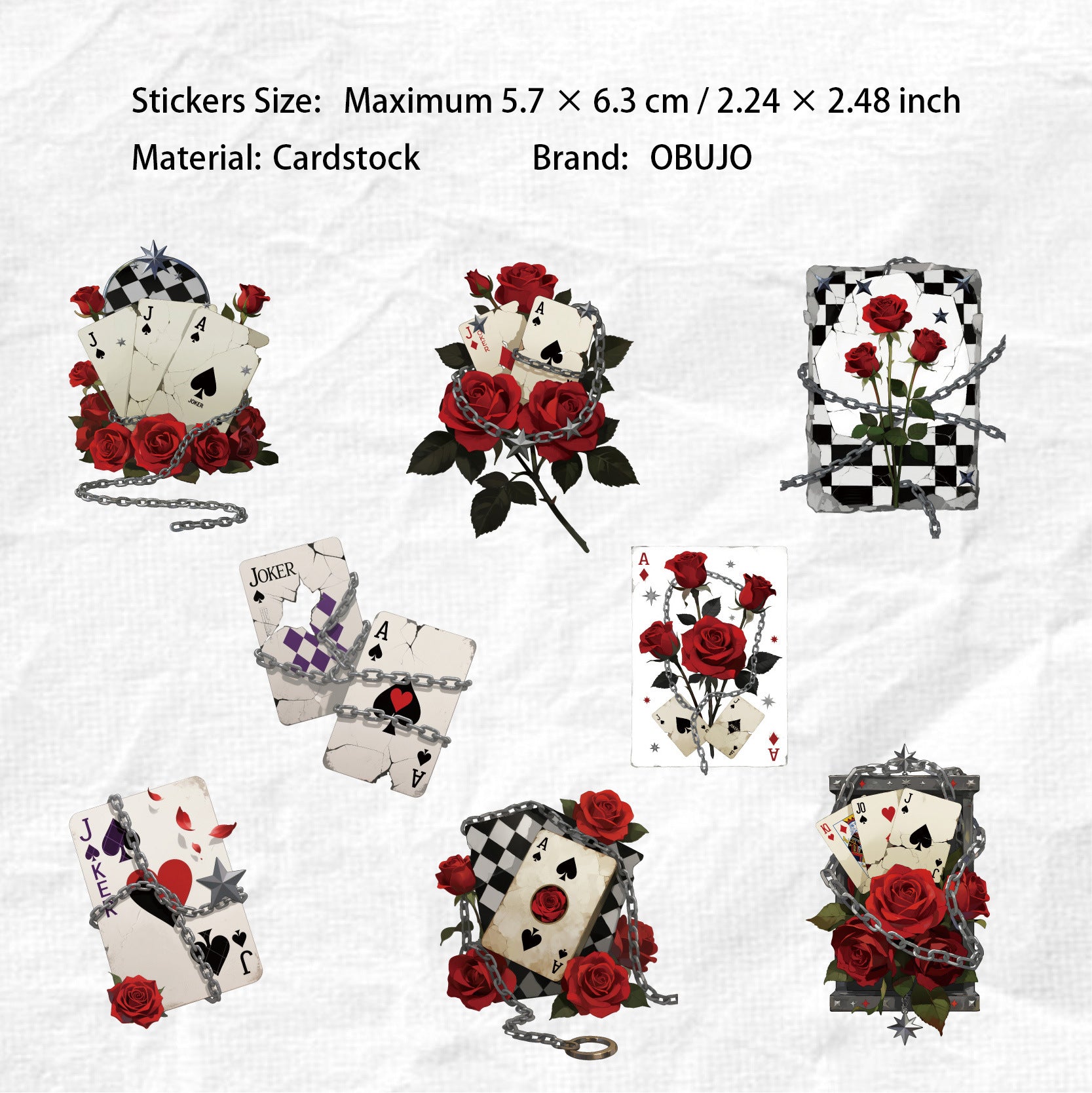 16 Pcs Poker Themed Journal Stickers ZPXL