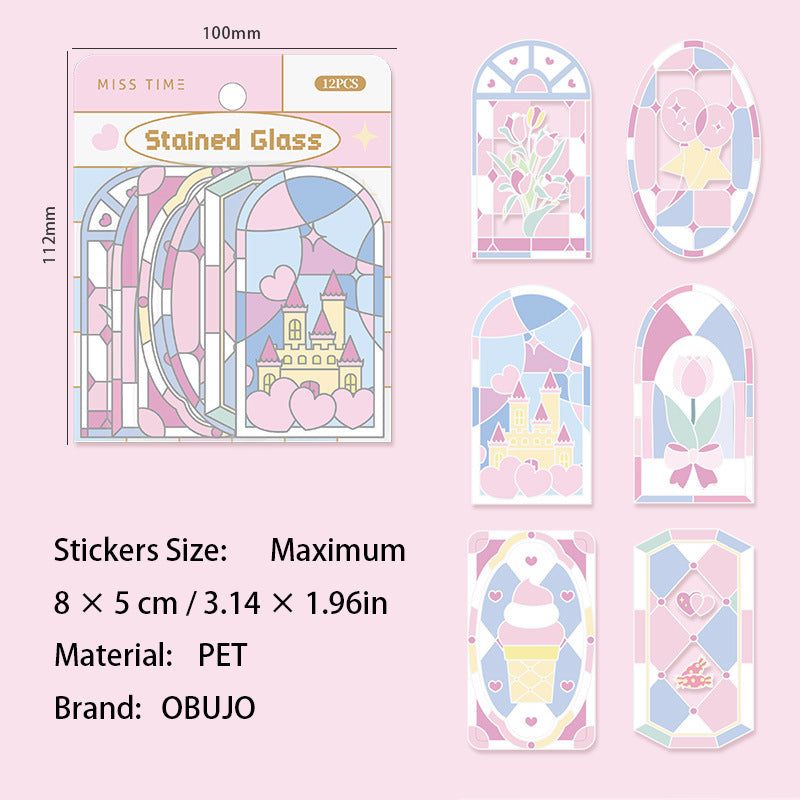 12 Pcs Kawaii Windows PET Stickers CCBL