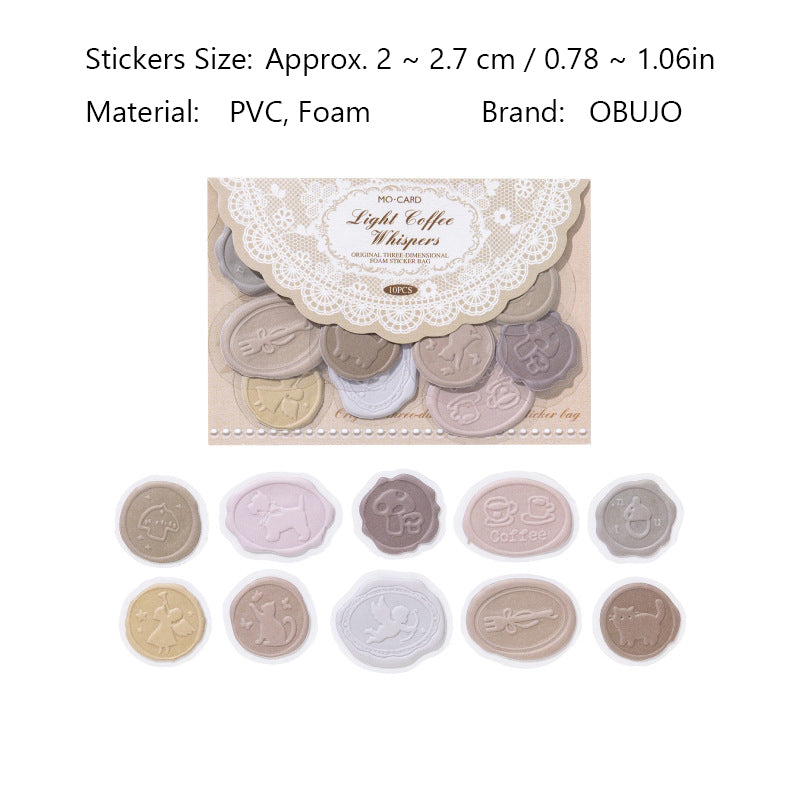 10 Pcs Wax Seal PET Stickers ZJYJ