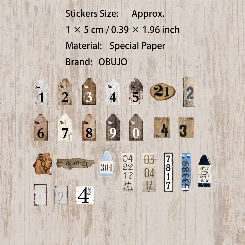 50 Pcs Wooden Themed Words Stickers ZJMY