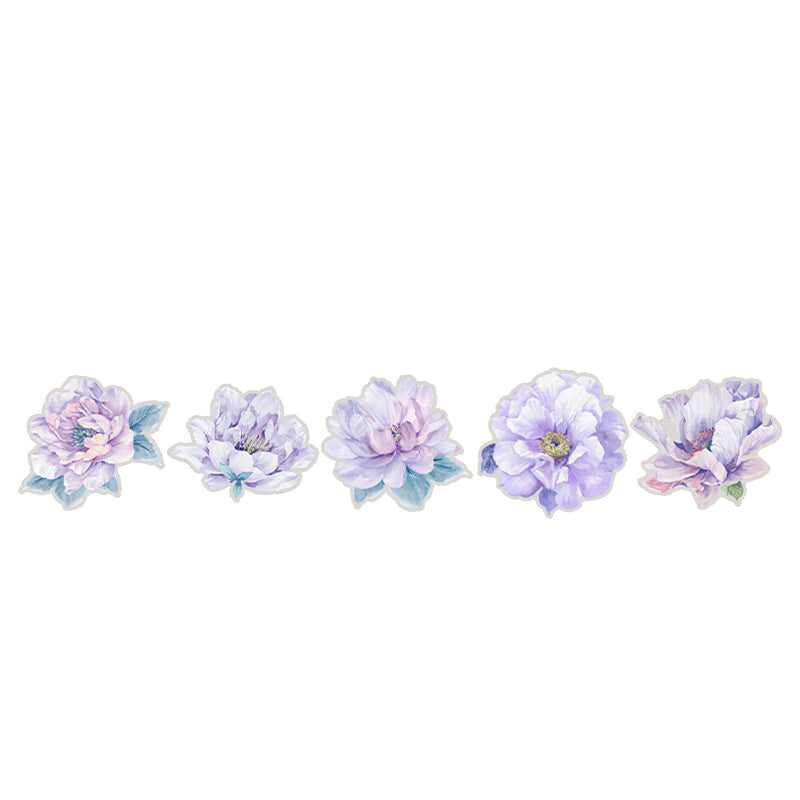 10 Pcs Large Blue Peony PET Stickers XYXBA