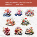 16 Pcs Flower and Stone PET Stickers LJHX