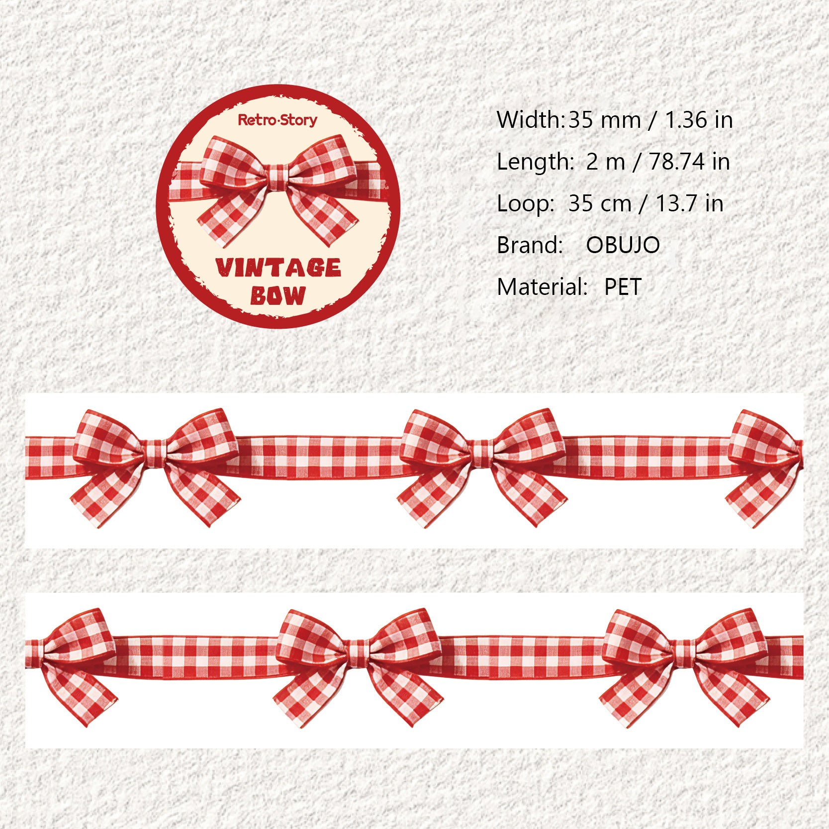 1 Roll Bow Knot Themed PET Tape GZHDJ