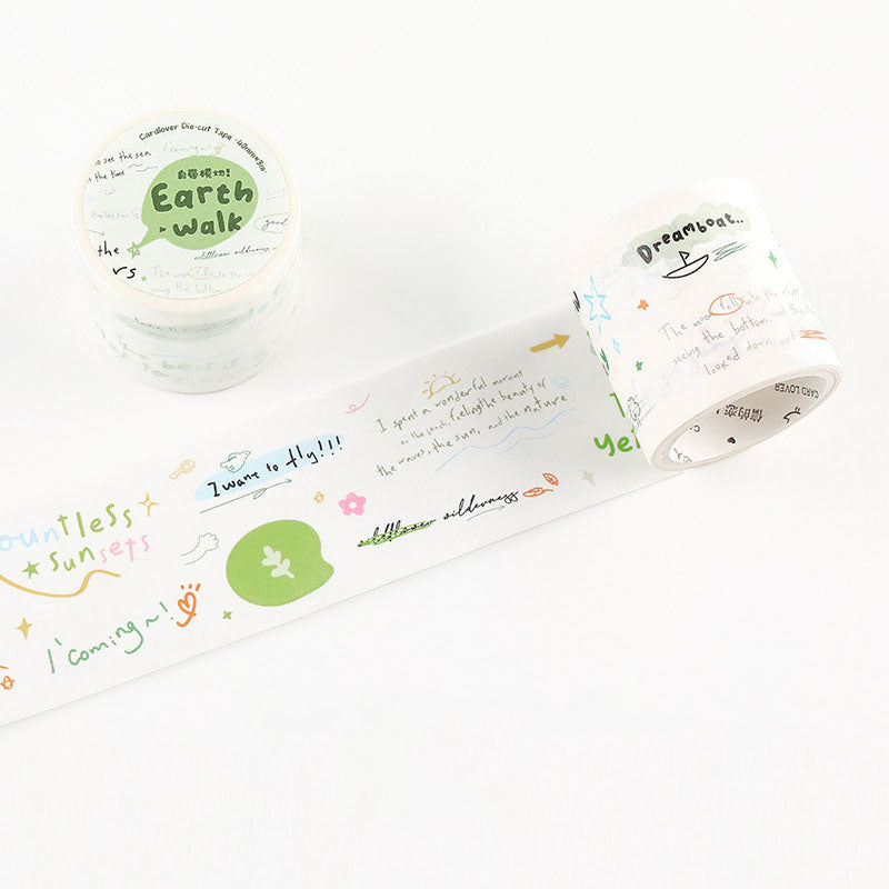 Whispering Moods Handwritten Doodle Die-Cut Washi Tape - Earth Walk