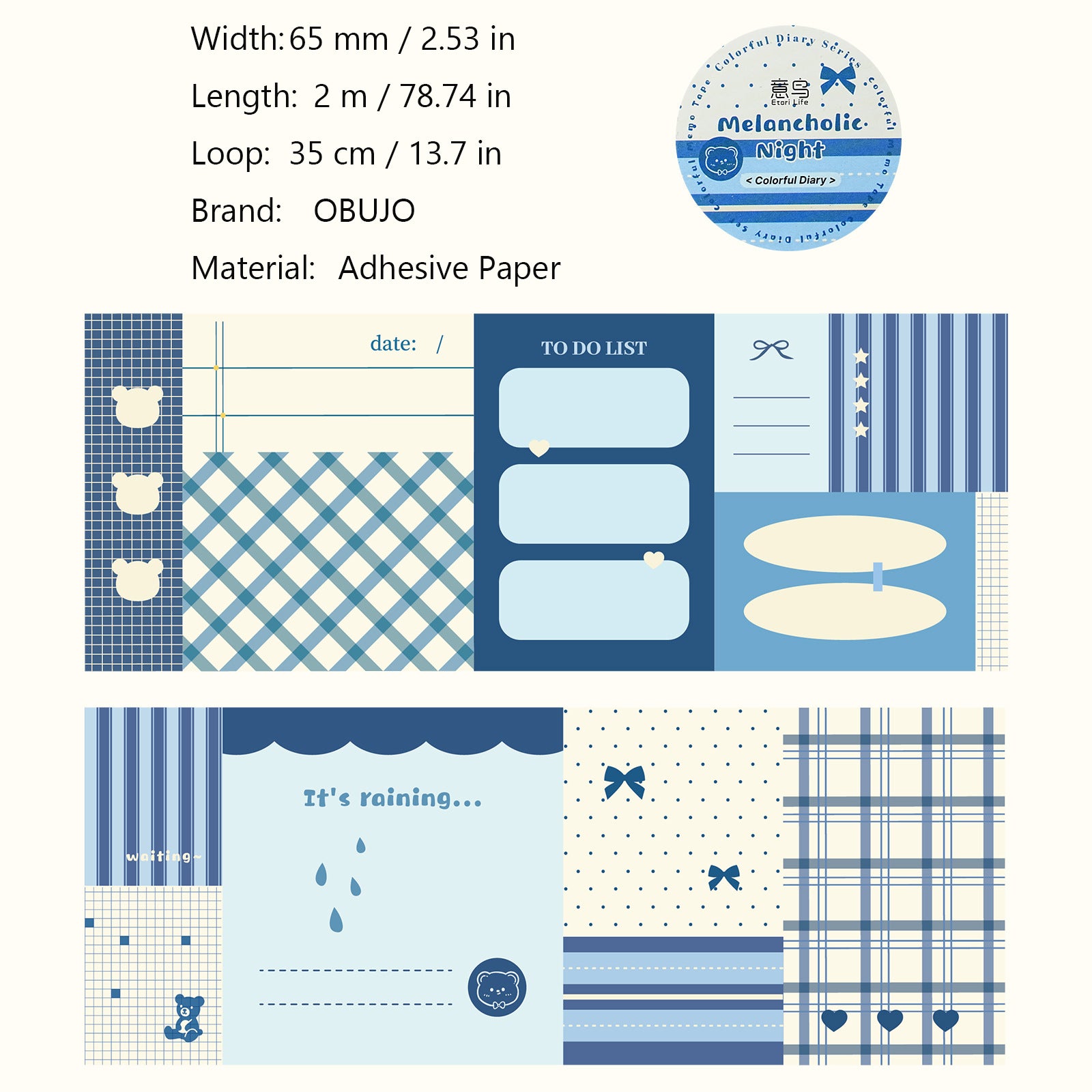 1 Roll Planner Stickers Tape BFRJ