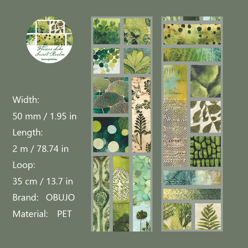 1 Roll Vintage Watercolor Botanical PET Stickers Tape HYMJ