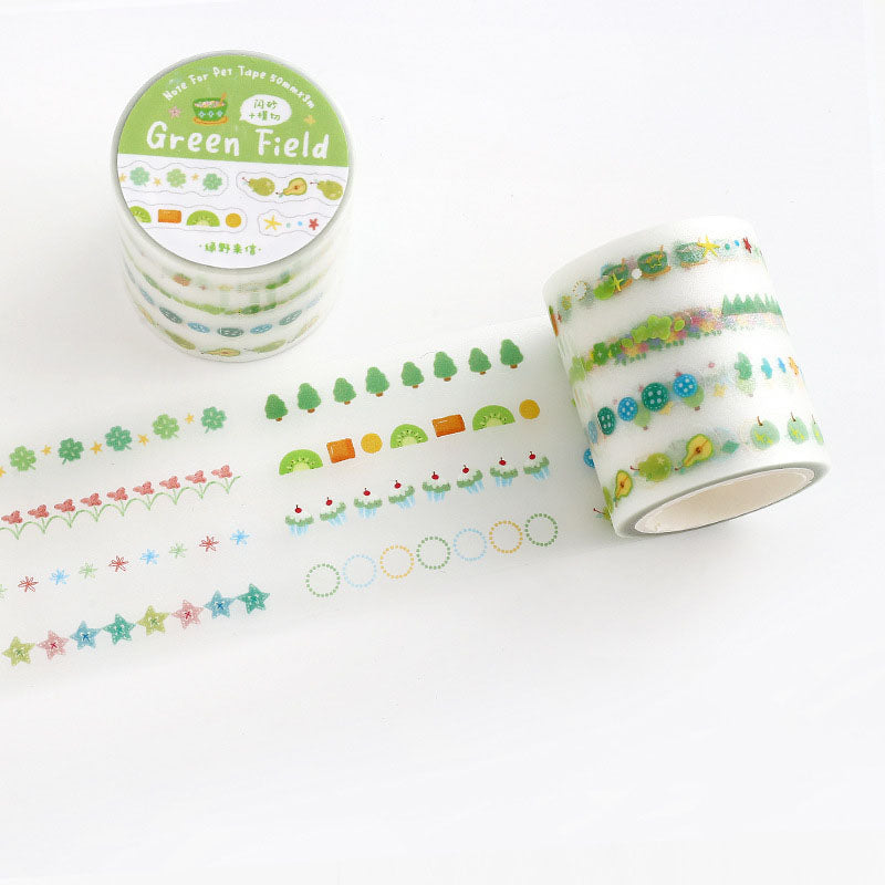Petit Joy Clear Multi-Border PET Tape - Green Field