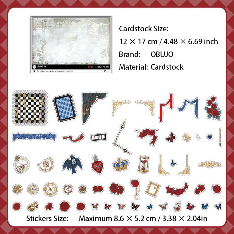 56 Pcs Gothic Collage Cardstock and Stickers Kit MGZS