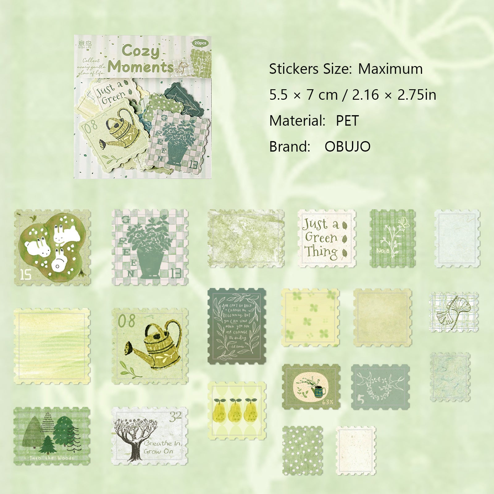 20 Pcs Embossed Post Stamp Stickers NYPK