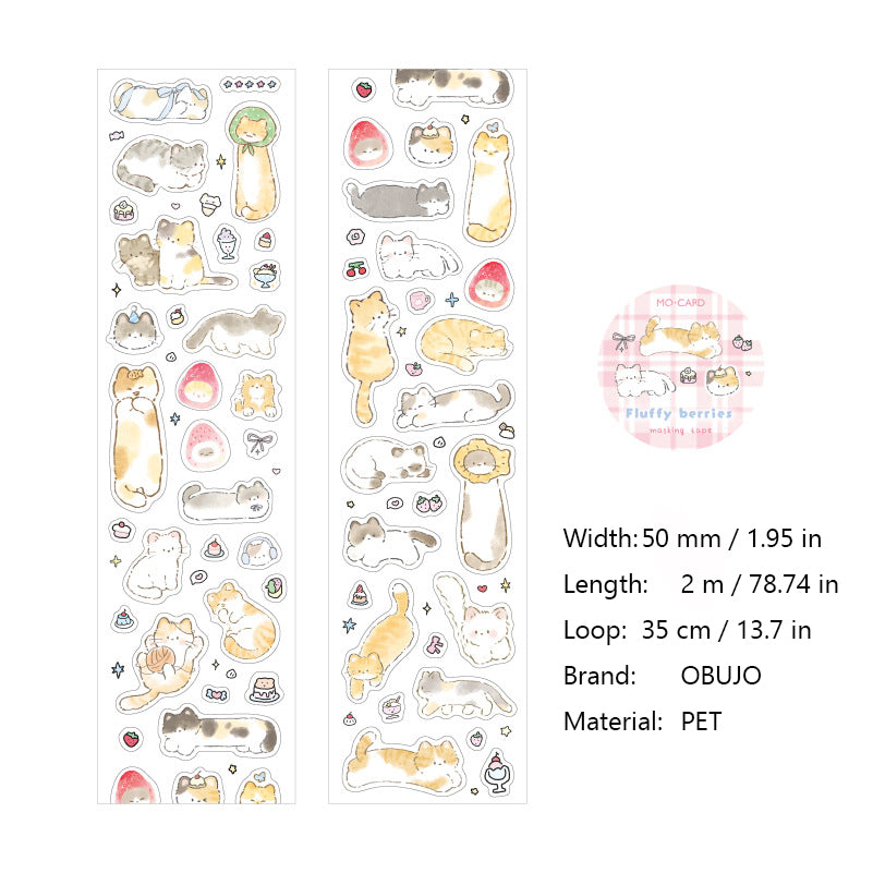 1 Roll Kawaii Cat PET Stickers Tape XMXG